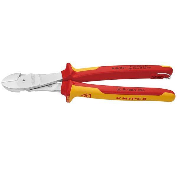 クニペックス KNIPEX 7406-250TBK 絶縁強力斜ニッパー 落下防止 BK 7406250TBK