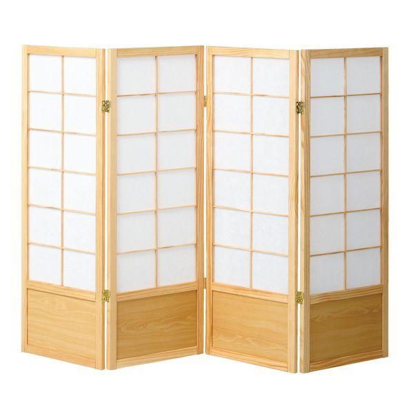 【個数：1個】弘益 JP-S120-4(NA) 直送 代引不可 【完成】和風衝立4連 ナチュラル JPS1204(NA)