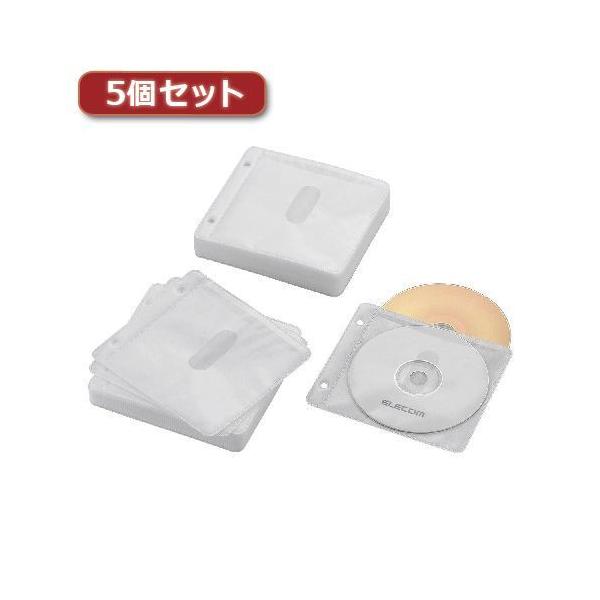 CCD-NBWB120WHX5 直送 代引不可 5個セットエレコム Blu−ray・CD・DVD対応不織布ケース 2穴 CCD−NBWB120WH