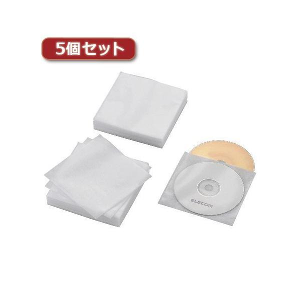 CCD-NWB120WHX5 直送 代引不可 5個セットエレコム Blu−ray・CD・DVD対応不織布ケース スタンダード CCD−NWB120WH