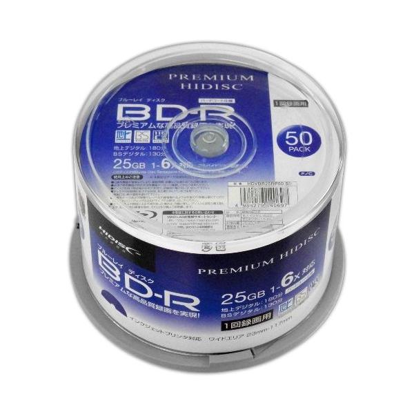HDVBR25RP50SPX6 直送 代引不可 6個セット PREMIUM HIDISC BD−R 1回録画 6倍速 25GB 50枚 スピンドルケース