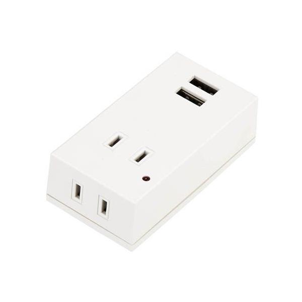 【個数：1個】Y02FSK400WH2UX5 直送 代引不可 5個セット YAZAWA 雷ガード付フロントタップ型2AC＋2USB2．1Aホワイト