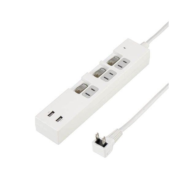 【個数：1個】Y02KS532WH2UX5 直送 代引不可 5個セット YAZAWA 個別スイッチ付3AC2USB3．4A2mホワイト