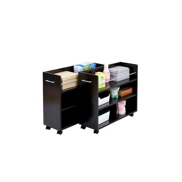 JKプラン SGT-0137-DB 直送 代引不可 押入れ 収納 ラック 本棚 2個セット 幅26．5 奥行78 ．5 キャスター付き 隙間 ワイド