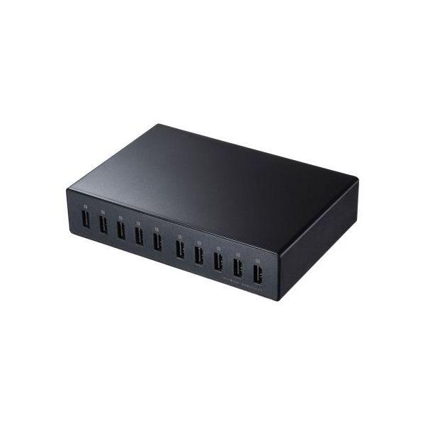 【個人宅配送不可】直送 代引不可 エスコ EA764A-222  10ポート USB充電器 高耐久／ブラ EA764A222