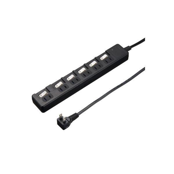 【個数：1個】H8KS663BKX5 直送 代引不可 5個セット YAZAWA 雷ガード付6個口節電タップ3mブラック