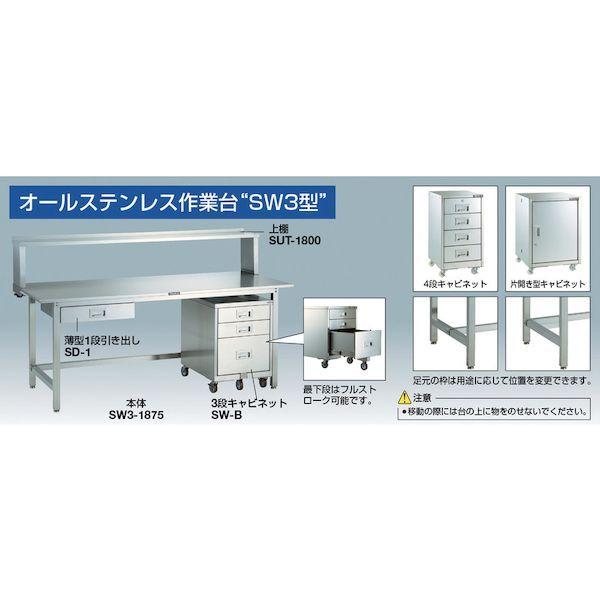 【個人宅配送不可】トラスコ TRUSCO SW3-1275 直送 代引不可 SW3型オールステンレス作業台 1200X750XH740 SW31275_3