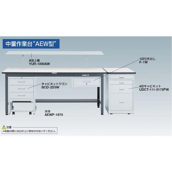 【個人宅配送不可】トラスコ TRUSCO AEWR-1875F2 直送 代引不可 ＡＥＷＲ型作業台 １８００Ｘ７５０ＸＨ７４０ ２段引出付 ダークグレー色 AEWR1875F2_4