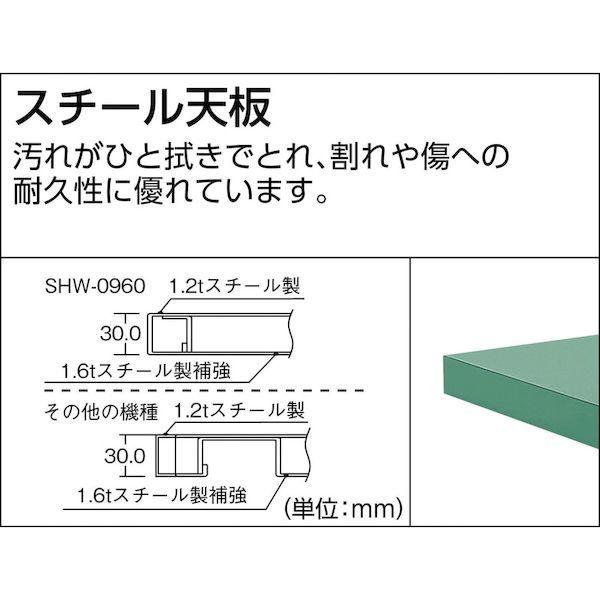 【個人宅配送不可】トラスコ TRUSCO SHW-1509 直送 代引不可 SHW型作業台 1500X900XH740 緑 SHW1509_3