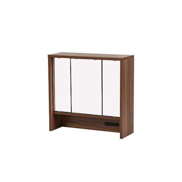 JKプラン FDR-0002-BR 直送 代引不可 卓上ドレッサー 三面鏡 幅60 奥行22 高さ58 卓上三面鏡 ドレッサー 鏡のみ 収納付き 木製 大型 可動棚 コンセント付き メイ