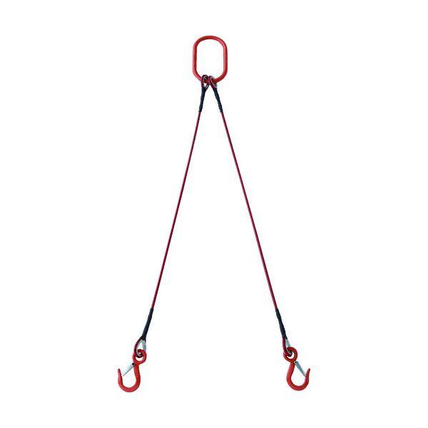 ＴＲＵＳＣＯ TWSP2P6S1.5WT 2本吊玉掛ワイヤーロープスリング カラー被覆付 アルミロックタイプ 赤透明1．5M 収縮カバー付