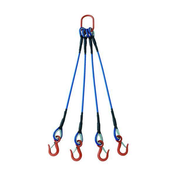 ＴＲＵＳＣＯ TWSP4P12S1WT ４本吊玉掛ワイヤロープスリング カラー被覆付 アルミロックタイプ 青透明１Ｍ 収縮カバー付