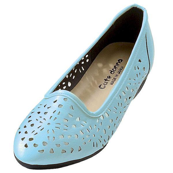 K14063-5 お洒落なパンチングデザインシューズ ブルー 24．5cm K140635の通販は 4,984円