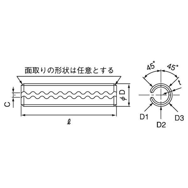 【個人宅配送不可】【個数：1000個】ＳＵＮＣＯ 4525824514268 【1000個入】 直送 代引不可 テンパー スプリングピン 波形 大陽 6 X 20_1