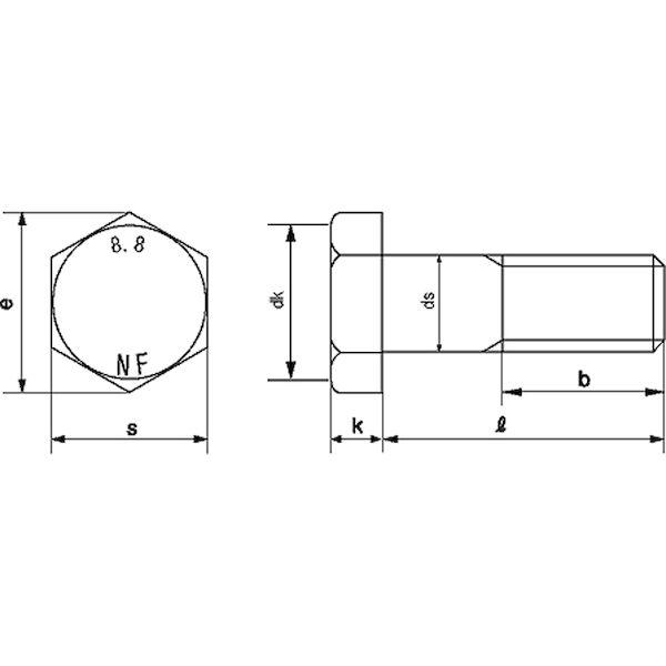【個人宅配送不可】【個数：60個】ＳＵＮＣＯ 4525824916857 【60個入】 直送 代引不可 ユニクロ 8．8 六角ボルト 日本ファスナー製 14X30