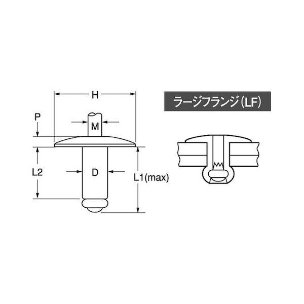 【個人宅配送不可】ＳＵＮＣＯ 4547733132340 【1000個入】 直送 代引不可 三価ホワイト POPリベット ラージFテツ−テツ SD44BSLF_1