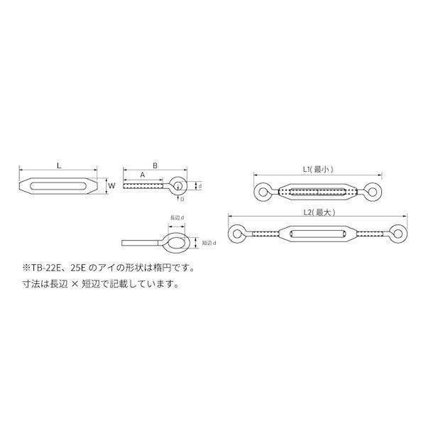 【個人宅配送不可】【個数：1個】ＳＵＮＣＯ 4547733219232 直送 代引不可 MM ステン 枠式ターンバックル アイ＆アイ M20 TB−19E