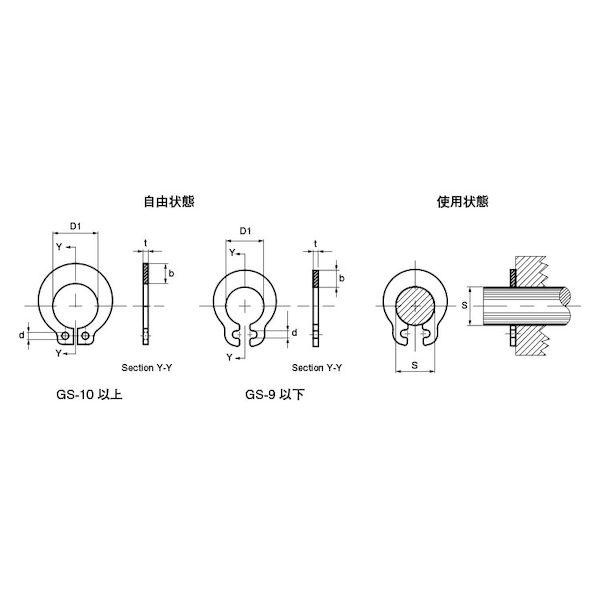【個人宅配送不可】【個数：1000個】ＳＵＮＣＯ 4547733338100 【1000個入】 直送 代引不可 GS型止め輪 軸用 磐田電工規格 GS−16_1