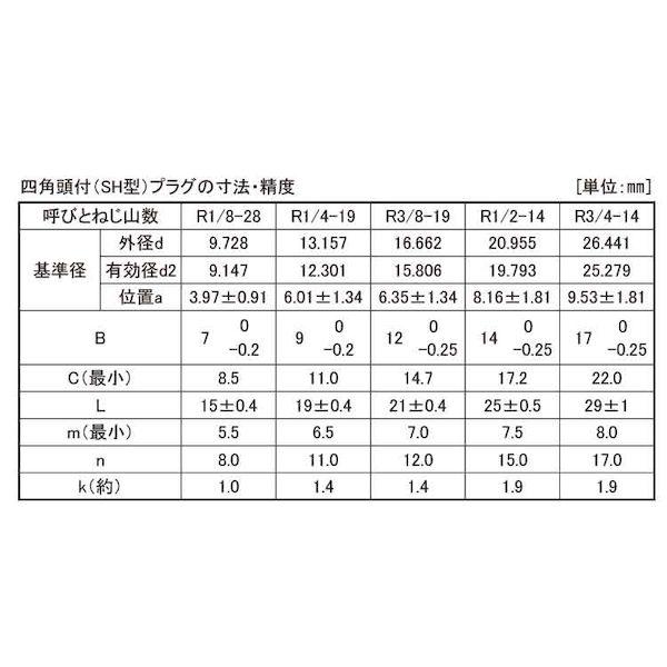 【個人宅配送不可】ＳＵＮＣＯ 4548325868432 【100個入】 直送 代引不可 316L プラグ 四角頭 3／8_2