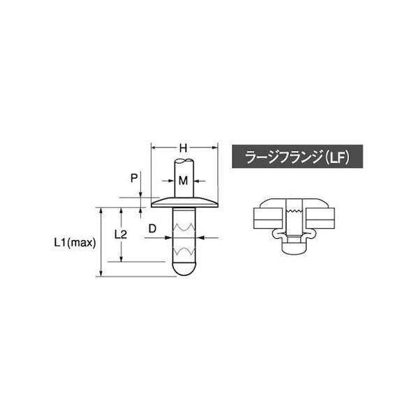 【個人宅配送不可】ＳＵＮＣＯ 4548833441875 【500個入】 直送 代引不可 三価ホワイト POPリベット ラージFテツ−テツ SD64HRLF_1