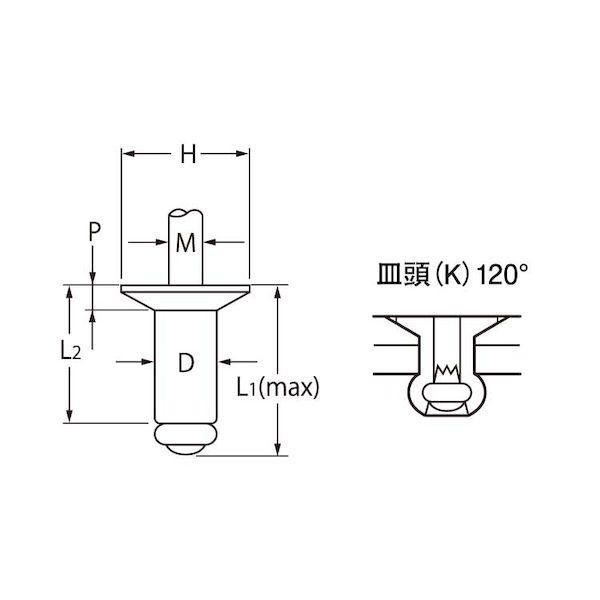 【個人宅配送不可】ＳＵＮＣＯ 4549638425350 【1000個入】 直送 代引不可 POPリベット 皿頭 ステン−ステン SSK42SSBS−F_1