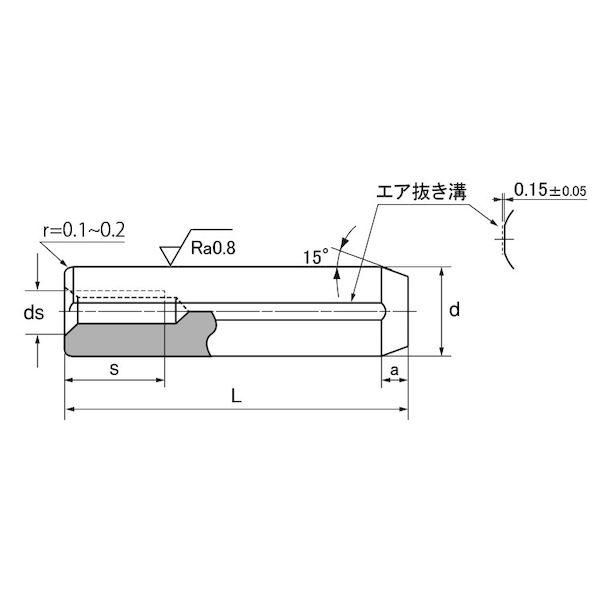 【個人宅配送不可】【個数：100個】ＳＵＮＣＯ 4549663431357 【100個入】 直送 代引不可 SUS440C 内ネジ付きダウエルピン 6 X 15_1