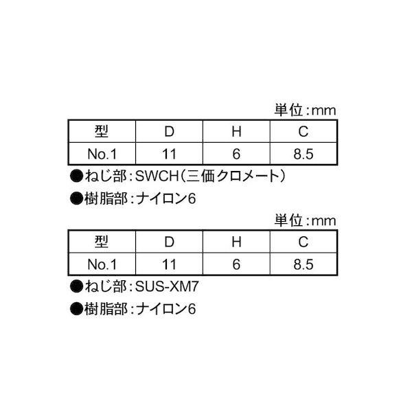 【個人宅配送不可】【個数：1000個】ＳＵＮＣＯ 4549663799389 【1000個入】 直送 代引不可 三価ホワイト ナイロン化粧ネジ 白 NO．1 3 X 6_2