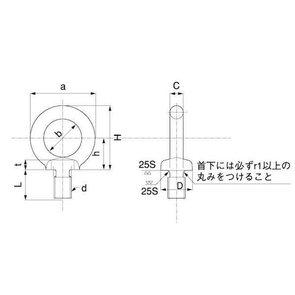 【個人宅配送不可】ＳＵＮＣＯ 4550041298462 【5個入】直送 代引不可 ドブ アイボルト 足長 1／2 X 50
