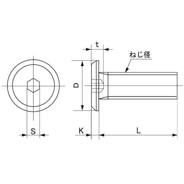 【個人宅配送不可】ＳＵＮＣＯ 4550041725234 【400個入】 直送 代引不可 三価ブラック 鉄六角穴スリムヘッド小 D＝10 H＝1．2 6 X 8_1