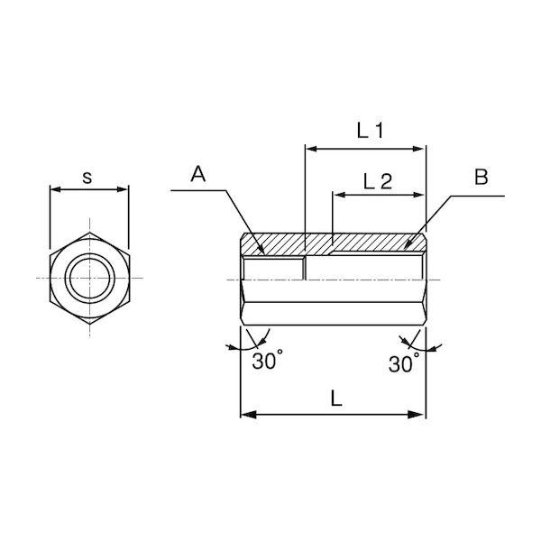 【個人宅配送不可】ＳＵＮＣＯ 4550534208152 【70個入】 直送 代引不可 SUS 異径高ナット B＝17 3／8−M12X40