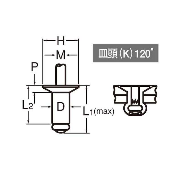【個人宅配送不可】ＳＵＮＣＯ 4942131168821 【1000個入】 直送 代引不可 ＊ POPリベット 皿頭 ステン−ステン SSK52SSBS_1