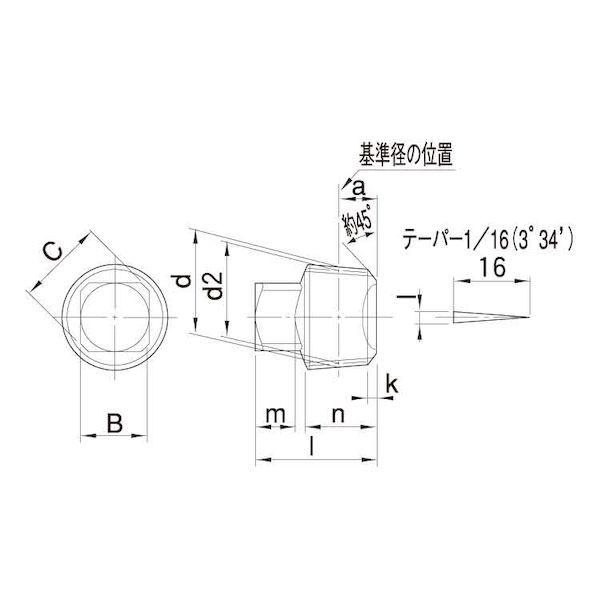 【個人宅配送不可】【個数：125個】ＳＵＮＣＯ 4942131698823 【125個入】 直送 代引不可 SUS阪村プラグ 四角頭 R1／2−14_1