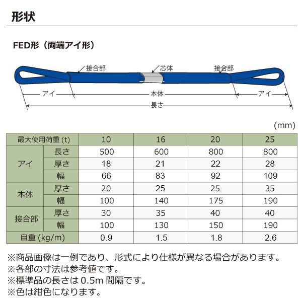【個数：1個】シライ FED20T×6M 直送 代引不可 シライマルチスリングLIGHT FED 両端アイ形 20ton 幅92mm 長さ6m_1