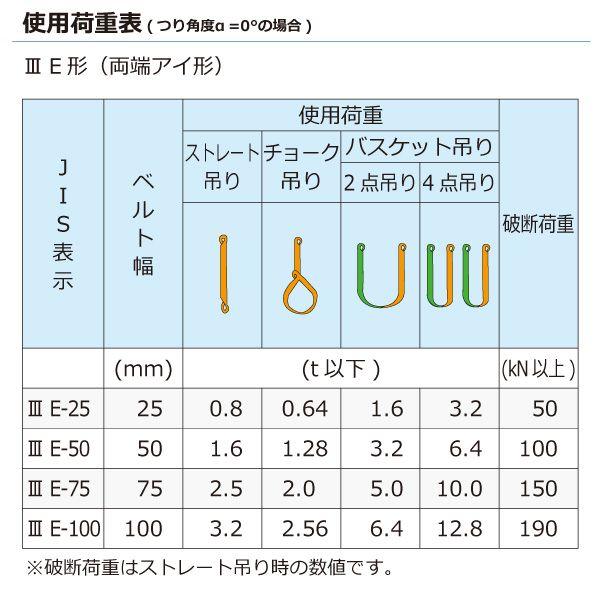 シライ N3E-50X2.5 直送 代引不可 ナイロンスリング N3E 両端アイ形 1．6ton 幅50mm 長さ2．5m N3E50X2.5