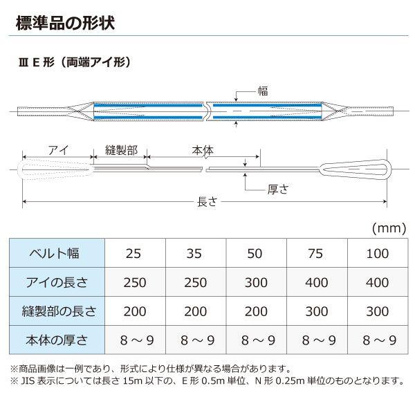 シライ PET3E-75X9.0 直送 代引不可 ポリエステルスリング PET3E 両端アイ形 2．5ton 幅75mm 長さ9m PET3E75X9.0_1