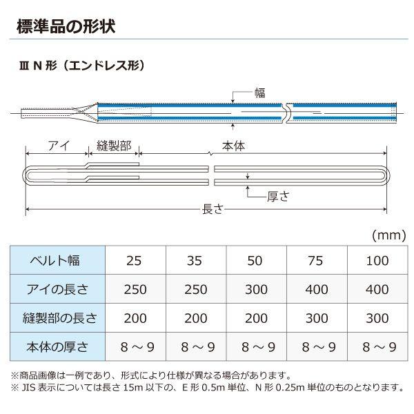 シライ PET3N-75X4.5 直送 代引不可 ポリエステルスリング PET3N エンドレス形 5ton 幅75mm 長さ4．5m PET3N75X4.5_1