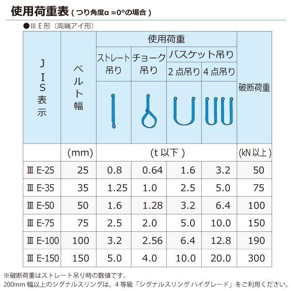 シライ SE3E-100X9.5 直送 代引不可 シグナルスリング SE3E 両端アイ形 3．2ton 幅100mm 長さ9．5m SE3E100X9.5_2