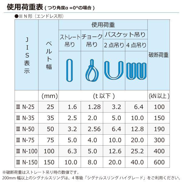 シライ SE3N-50X4.25 直送 代引不可 シグナルスリング SE3N エンドレス形 3．2ton 幅50mm 長さ4．25m SE3N50X4.25_2
