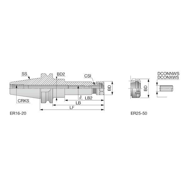 【個数：1個】タンガロイ BT40ER20X120 直送 代引不可 BT−ER collet chuck_1