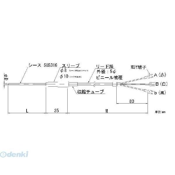 【個数：1個】日本電測 ［RN1-3.2-10-4M］ リード線形シース白金測温抵抗体 RN132104M