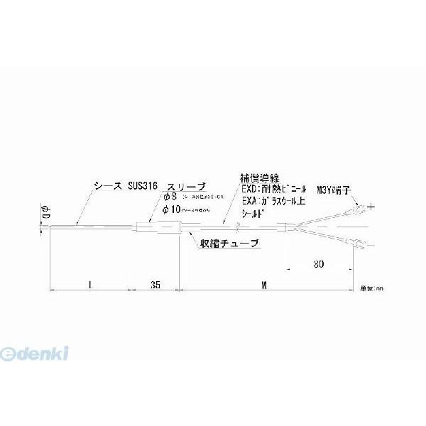 【個数：1個】日本電測 ［TN1-6.4-30-EXA4Ｍ］ リード線形シース熱電対 TN16430EXA4Ｍ
