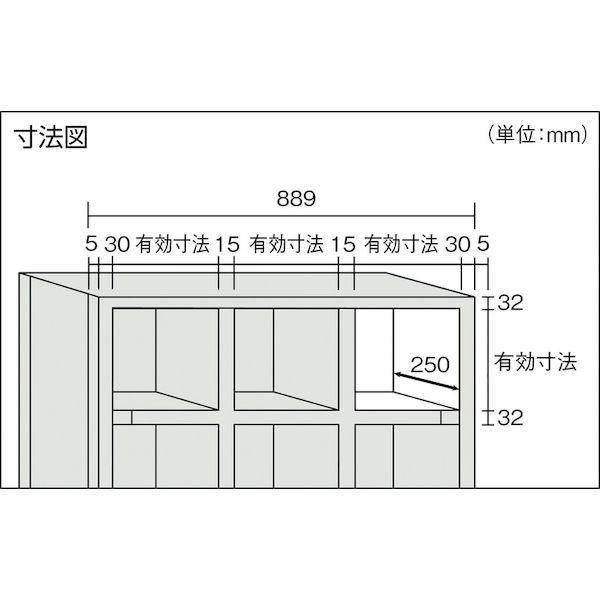 【個人宅配送不可】トラスコ TRUSCO KC-5050 直送 代引不可 ＫＣ型区分棚コボレ止めなし ８８９Ｘ２６４ＸＨ１８０２ ５列５段 KC5050_3