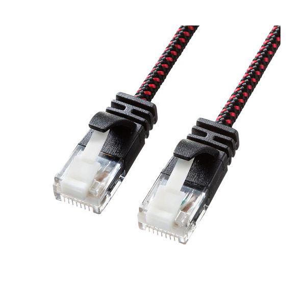 KB-T6AME-10BKRX5 直送 代引不可 5個セット サンワサプライ つめ折れ防止カテゴリ6A細径メッシュLANケーブル KBT6AME10B