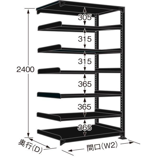 【個人宅配送不可】サカエ SAKAE RLK-3727R 直送 代引不可 ラークラック ブラック／150kg／高さ2400／連結 RLK3727R_1
