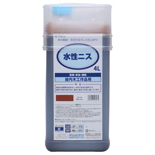 直送 代引不可・他メーカー同梱不可 和信ペイント 4965405113075 和信 ＃911303 水性ニス チーク 4L