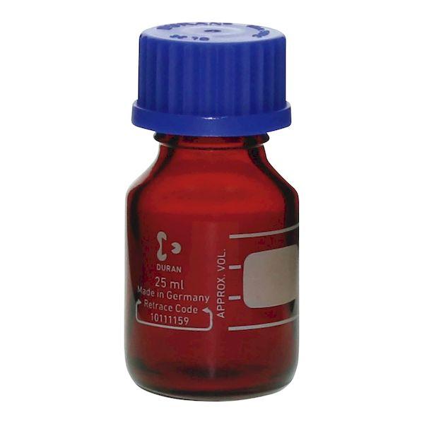 【個数：1個】4589988600540 直送 代引不可 SCHOTT 耐熱ねじ口びん 茶かっ色 25ML アオキャップツキ 10入