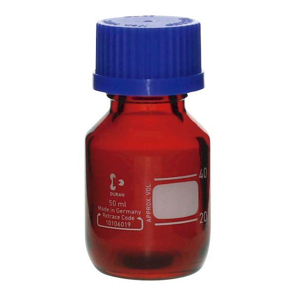 【個数：1個】4589988600762 直送 代引不可 SCHOTT 耐熱ねじ口びん 茶かっ色 50ML アオキャップツキ 10入