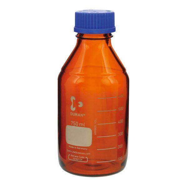 【個数：1個】4589988600847 直送 代引不可 SCHOTT 耐熱ねじ口びん 茶かっ色 750ML アオキャップツキ 10入