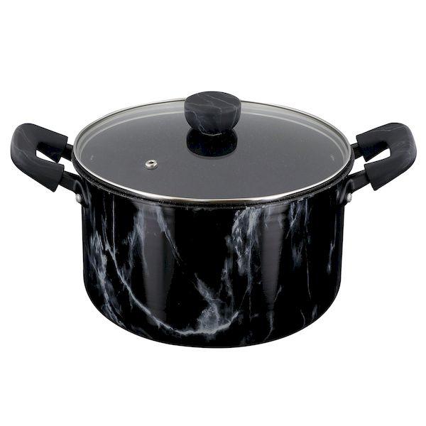 LIV PLUS ベストコ 4975970264317 MARBLE KITCHEN IH シチューポット22cm／ブラック NX−153