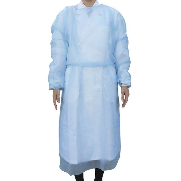 【個数：1個】4534089663987 直送 代引不可 エフスリィー アイソレーションガウン マジック式 663000105 ブルー 50入